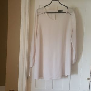 White blouse with zippers on both shoulders